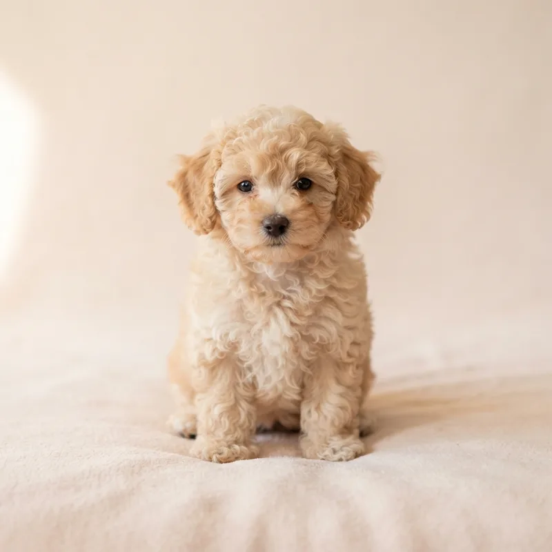 Cream apricot Toy Poodle puppy with soft waves for sale in Singapore