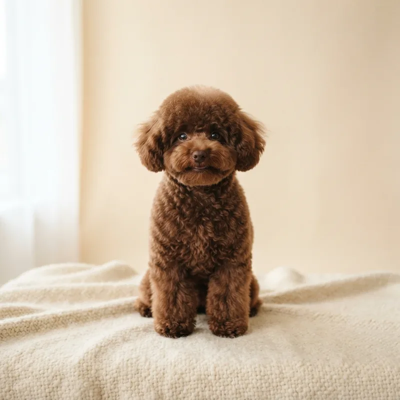 Brown Toy Poodle puppy with a teddy bear cut for sale in Singapore