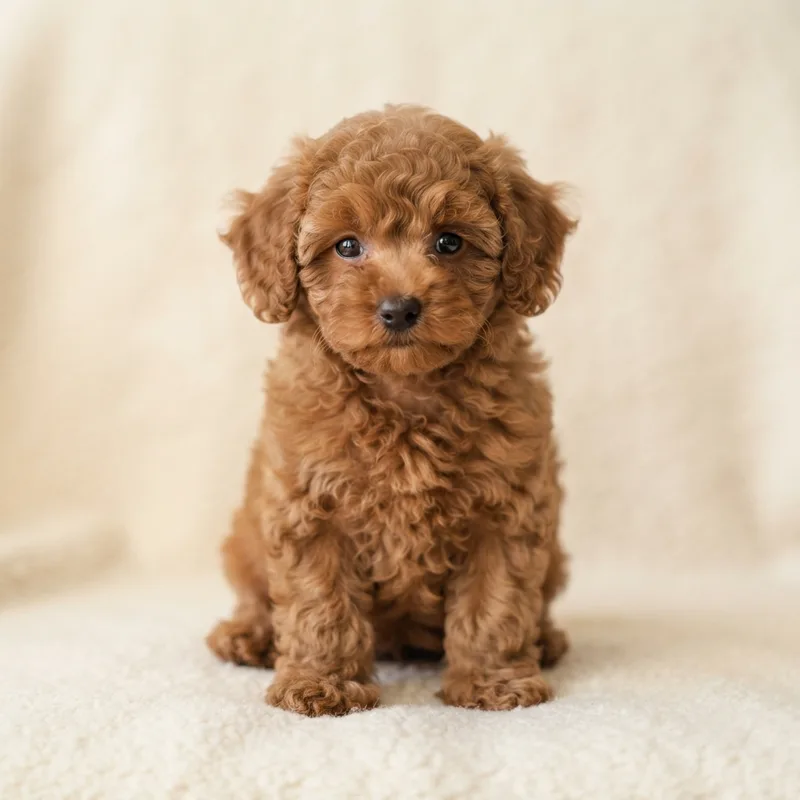 Cafe brown Toy Poodle puppy with a fluffy coat for sale in Singapore